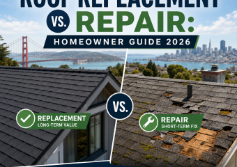 Bay Area homeowner comparing roof replacement vs. repair with cost and condition benefits tips