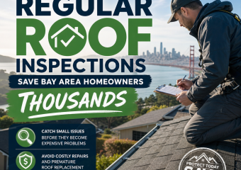 Roof inspector checking a Bay Area home roof to prevent costly damage and repairs